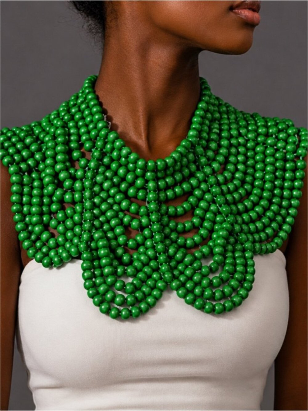 New! Coastal Green Beaded Collar Necklace NWOT 5021